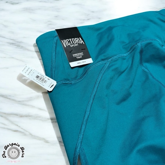 Victoria’s Secret Sport Knockout Retired Teal Glitter Stripe Leggings (Small) - Picture 2 of 5